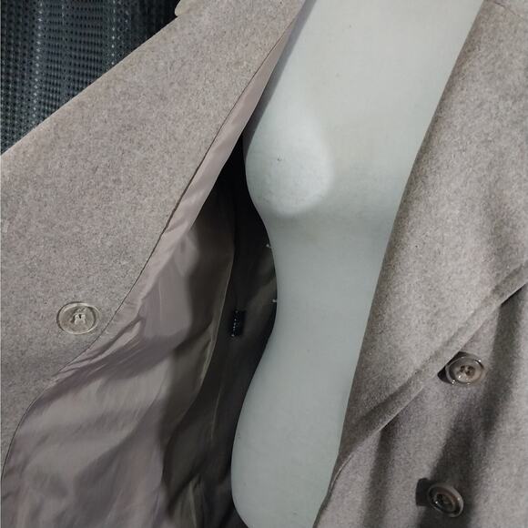 LONDON FOG! TAN/BEIGE FINE WOOL BLEND DOUBLE BREASTED PEACOAT, JACKET! SZ L - Picture 6 of 13
